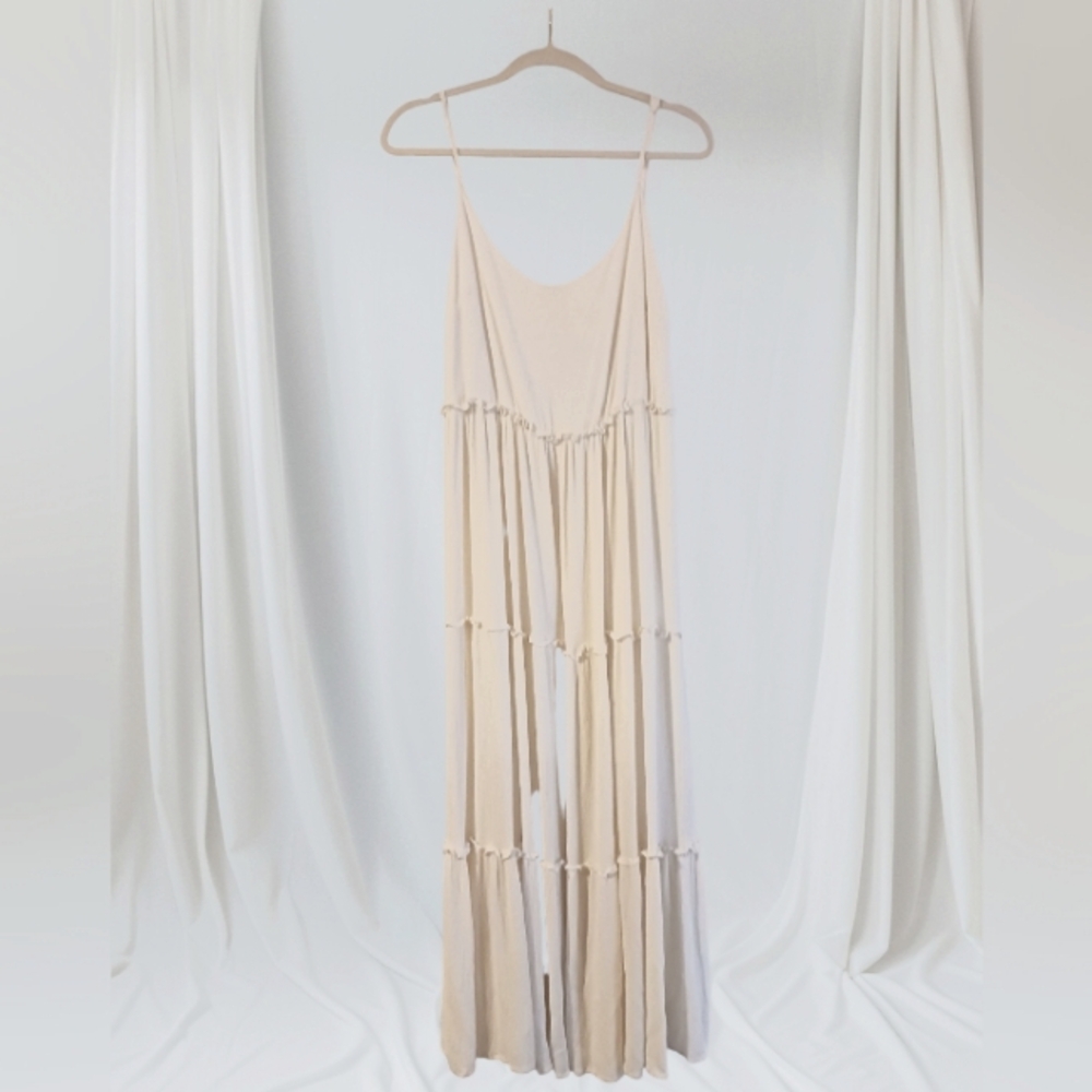 Ivory Maxi Tiered Gauzy Dress